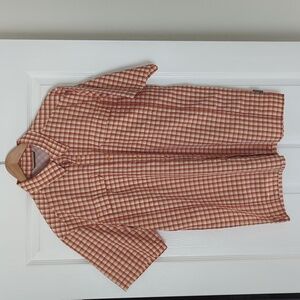 Royal Robbins Mens travel short sleeve shirt, L, rust lightweight material